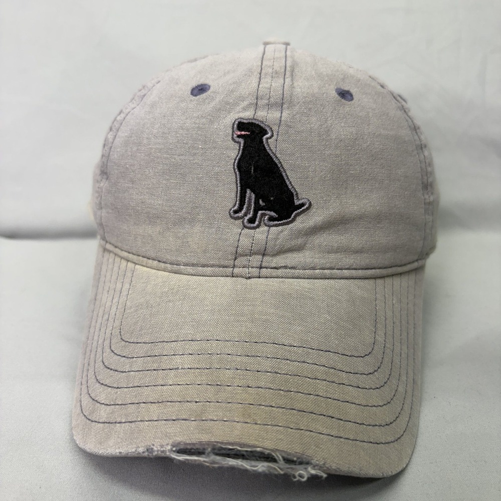 Houndstooth Hat Black Lab Dog Unisex OS Gray Embroidered Baseball Cap